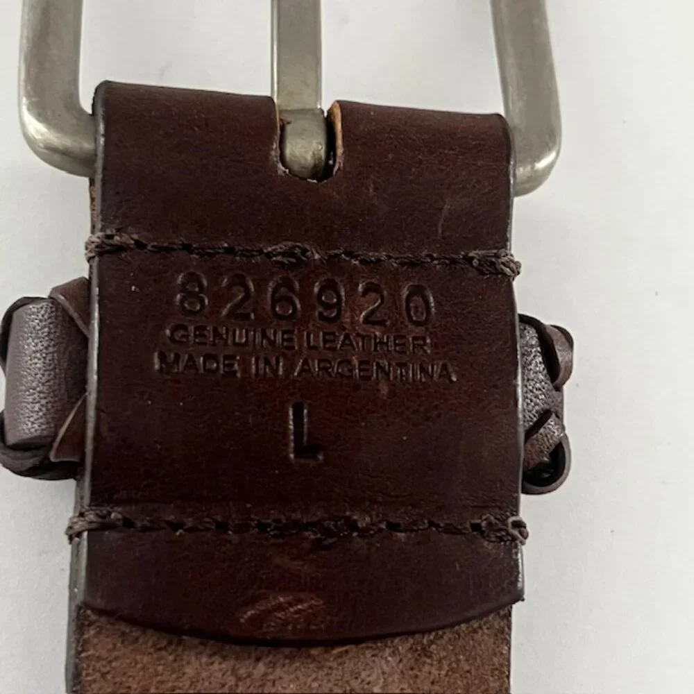 DKNY Dark Brown Braided Leather Belt with Silver Buckle